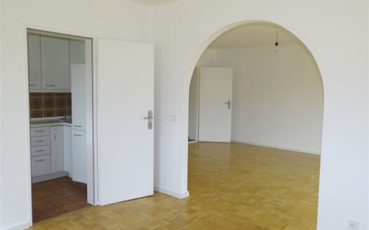 Blick in Küche + Wohnzi.