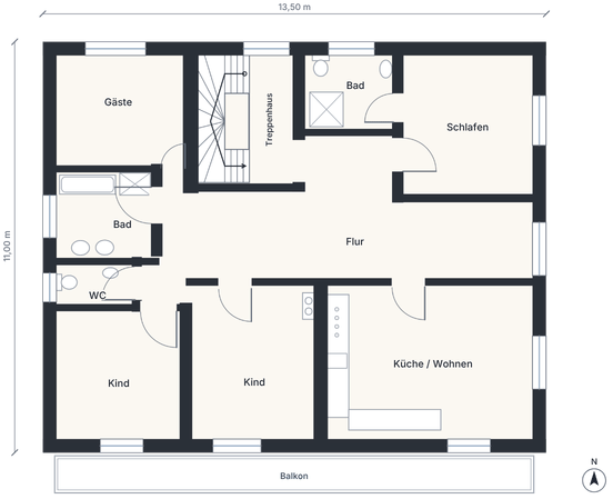 Grundriss-Obergeschoss - ca. 125 m²
